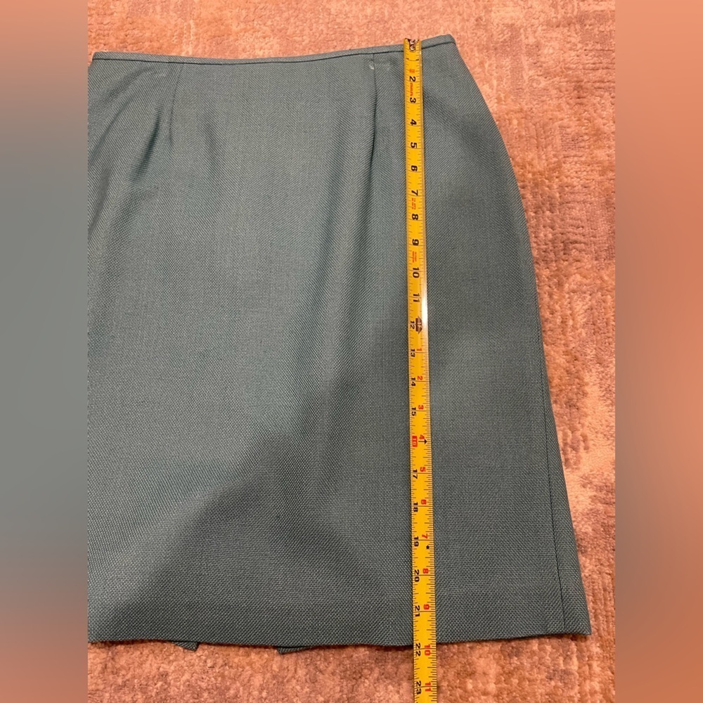 Josephine Chaus Silk Two Piece Suit Blazer Size 8. Skirt Size 10 Aqua Blue/Teal - Picture 12 of 14